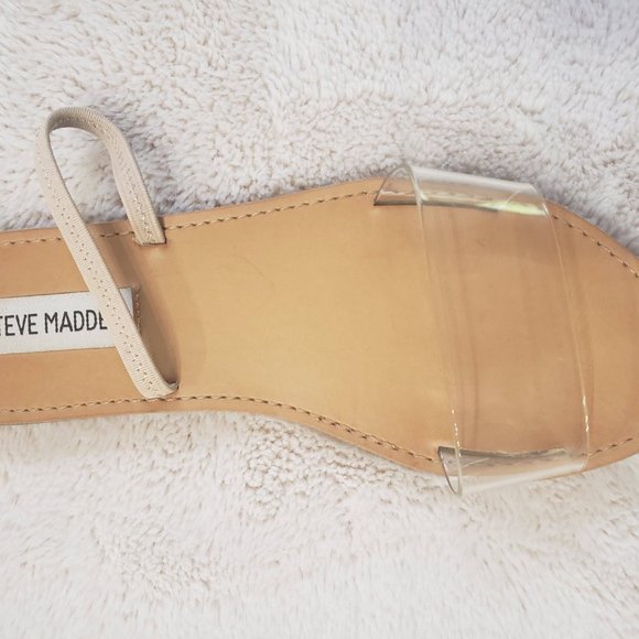 STEVE MADDEN Clear Flat Sandals Size 6 - Picture 4 of 6